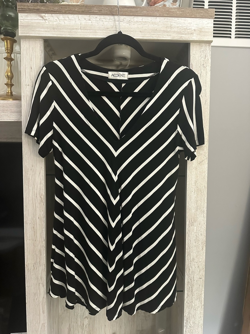Adore Black & White Striped V-Neck Women’s Top